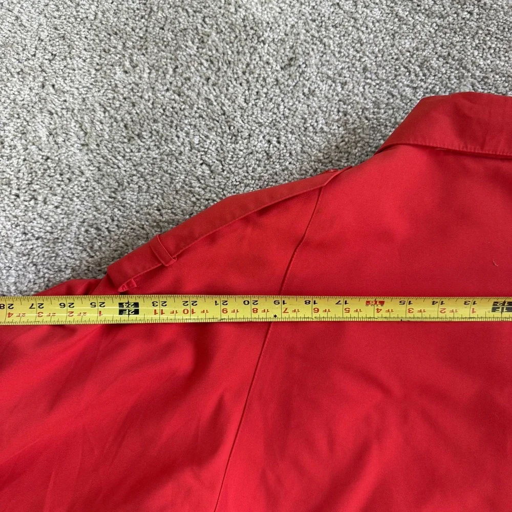 Vintage American Bazaar Coat Womens 8 Red Polyester Trench Button Long Lined